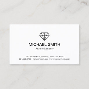 Plain Black White Diamond Logo Professional Look Business Card