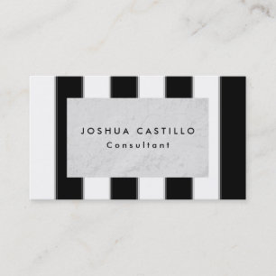 Plain Black White Grey Striped Professional Business Card
