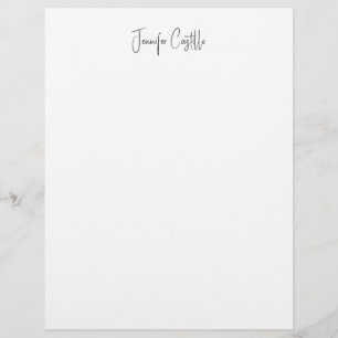 Plain Black White Minimalist Calligraphy Custom Letterhead