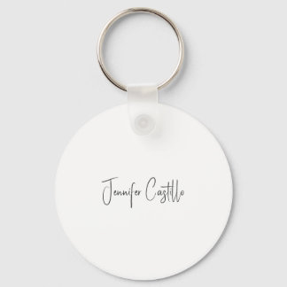 Plain Black White Minimalist Calligraphy Key Ring