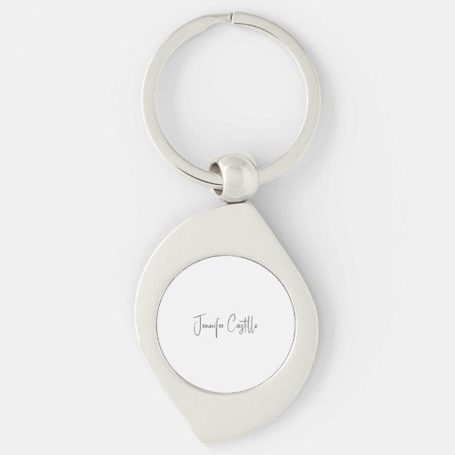 Plain Black White Minimalist Calligraphy Key Ring (Front)