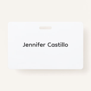Plain Black White Minimalist Modern ID Badge