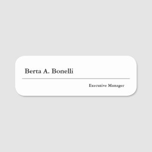 Plain Black White Minimalist Modern Name Tag