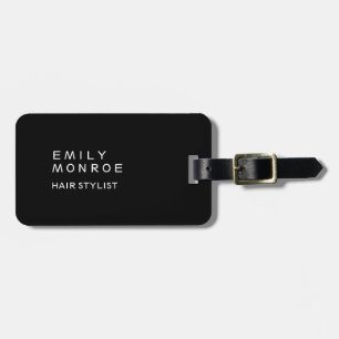 Plain Black & White Modern Minimalist Luggage Tag