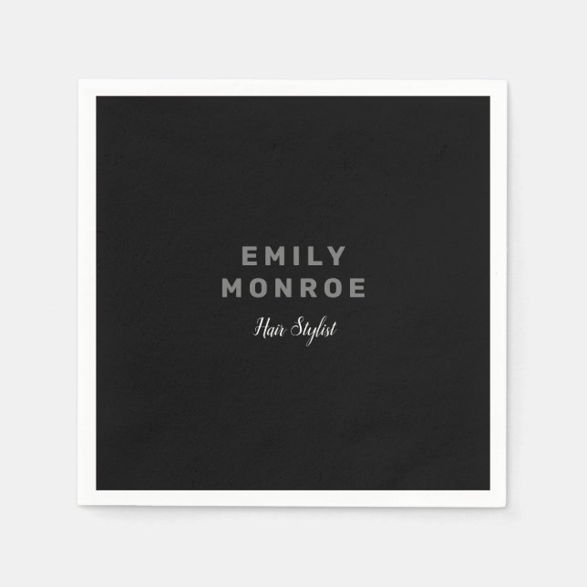Plain Black & White Modern Minimalist Napkin (Front)