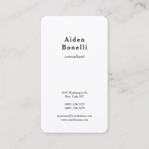 Plain Black White Modern Minimalist Professional Business Card