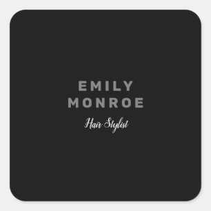 Plain Black & White Modern Minimalist Square Sticker