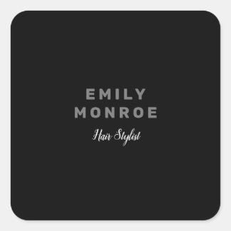 Plain Black & White Modern Minimalist Square Sticker