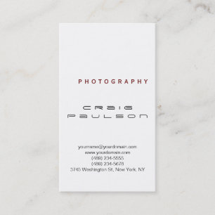 Plain Black White Photography Business Card