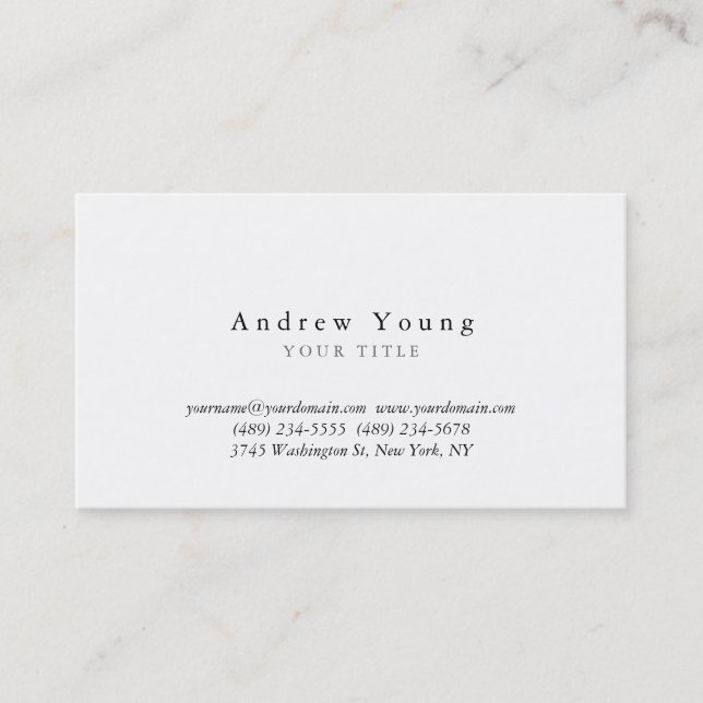 Plain Black White Professional Business Card (Front)