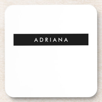 Plain Black White Professional Minimalist Name Coaster
