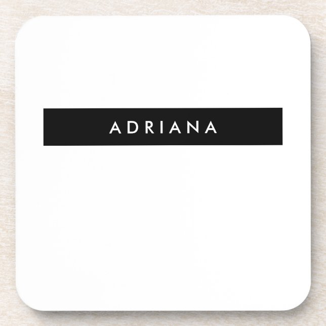 Plain Black White Professional Minimalist Name Coaster (Front)