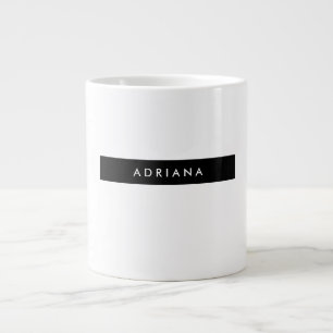 Plain Black White Professional Minimalist Name Large Coffee Mug