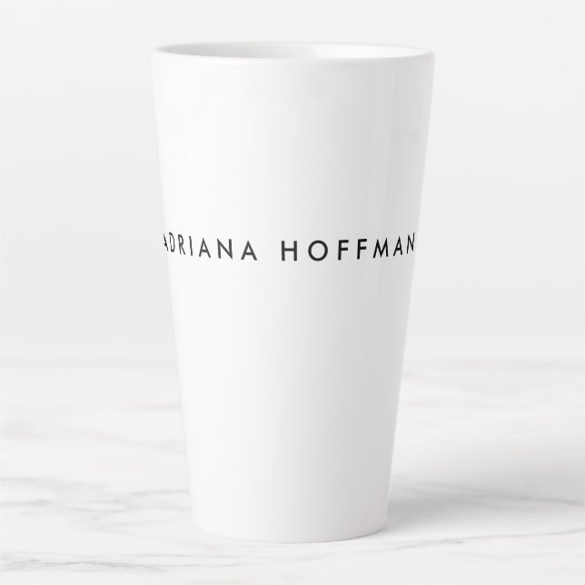 Plain Black White Professional Minimalist Name Latte Mug (Front)