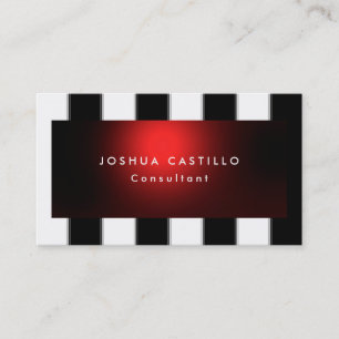 Plain Black White Red Striped Professional Business Card