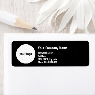 plain black white script logo business address
