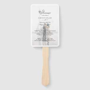 Plain Black & White Vellum Photo Wedding Program Hand Fan
