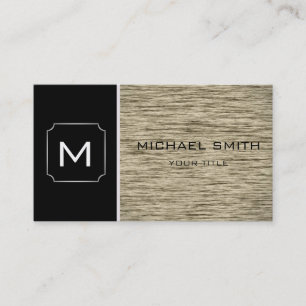 Plain Black & Wood Grain Professional Modern Business Card