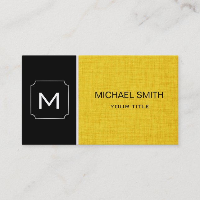 Plain Black & Yellow Professional Modern Business Card (Front)