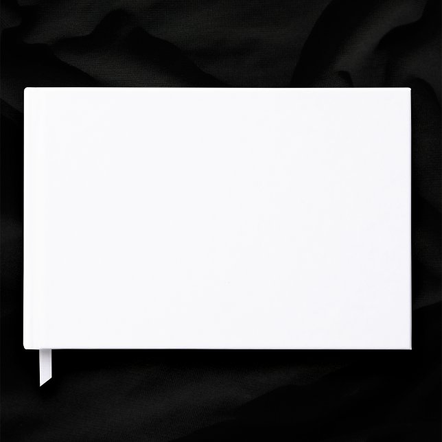 Plain Blank White 9" x 6" Foil Wedding Guest Book (Plain white wedding guest book on black background)