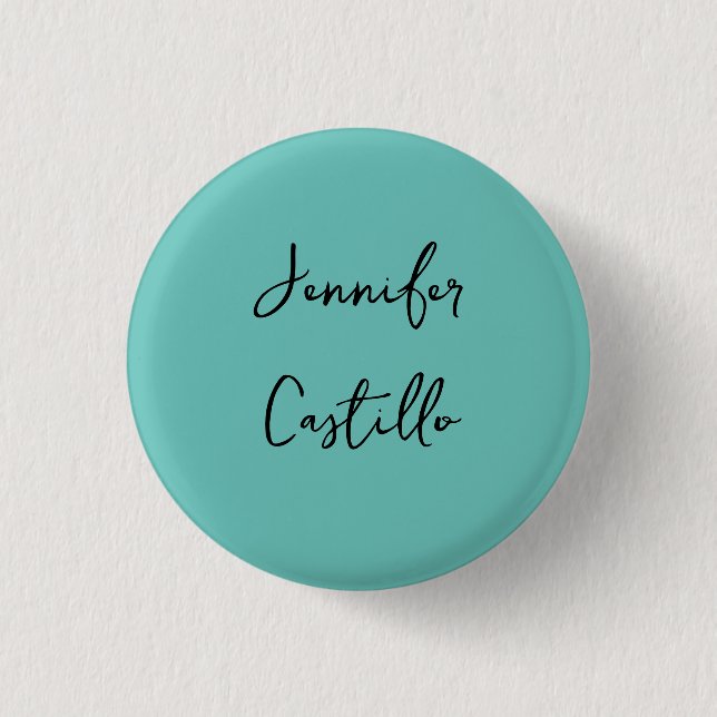 Plain Blue Black Minimalist Modern Calligraphy 3 Cm Round Badge (Front)