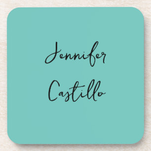 Plain Blue Black Minimalist Modern Calligraphy Coaster
