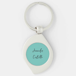 Plain Blue Black Minimalist Modern Calligraphy Key Ring