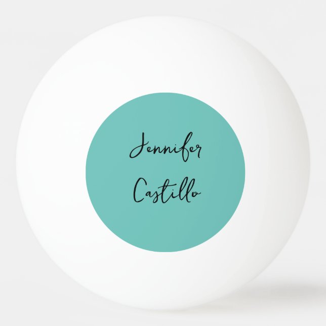 Plain Blue Black Minimalist Modern Calligraphy Ping Pong Ball (Front)