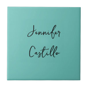 Plain Blue Black Minimalist Modern Calligraphy Tile
