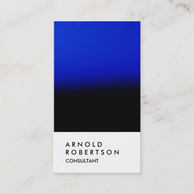 Plain Blue Black White Consultant Business Card (Front)