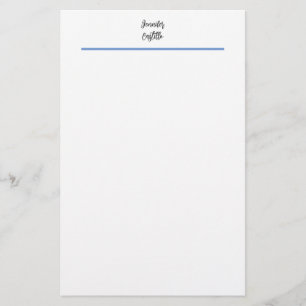 Plain Blue Black White Minimalist Calligraphy Stationery