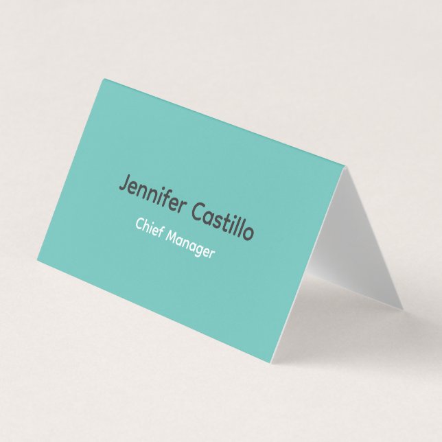 Plain Blue Black White Minimalist Modern Business Card (Front)