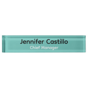 Plain Blue Black White Minimalist Modern Nameplate