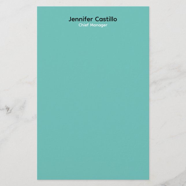 Plain Blue Black White Minimalist Modern Stationery (Front)