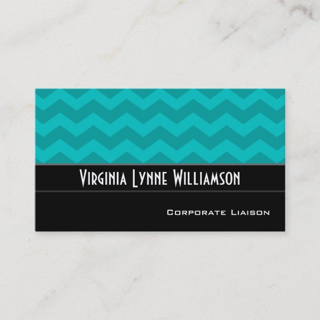 Plain Blue Chevron Modern Business Cards (Front)