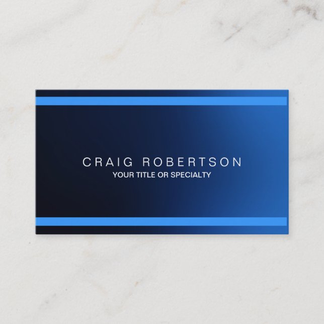 Plain Blue Modern Business Card (Front)