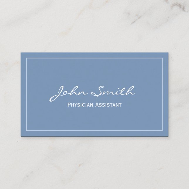 Plain Blue Physician Assistant Business Card (Front)
