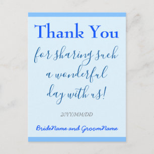 Plain, Blue "Thank You" Postcard