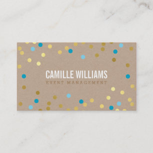 PLAIN BOLD MINIMAL confetti gold aqua blue kraft Business Card