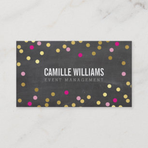 PLAIN BOLD MINIMAL confetti gold pink chalkboard Business Card