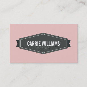 PLAIN BOLD MINIMAL smart badge logo baby pink grey Business Card