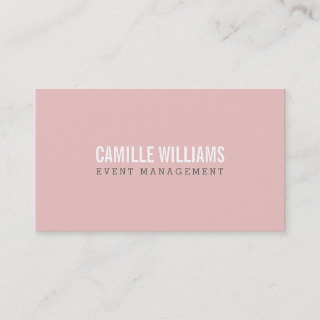 PLAIN BOLD MINIMAL smart text baby pink + grey Business Card (Front)