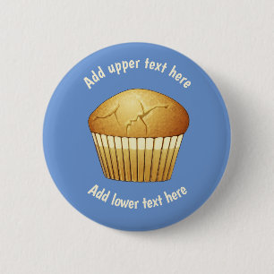 Plain Breakfast Muffin on Blue - Add Own Slogan 6 Cm Round Badge