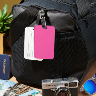 Plain bright hot pink luggage tag