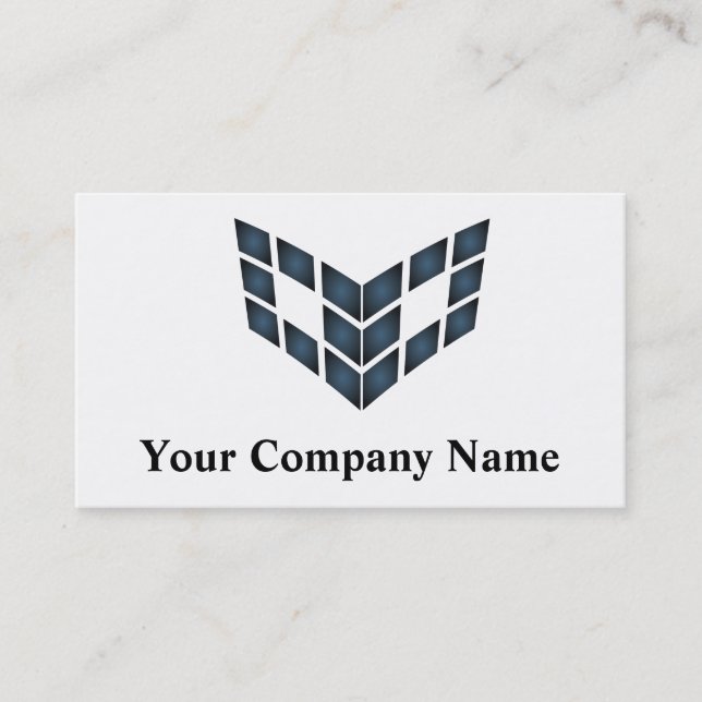 Plain Business Card Logo Blue Abstract Squares (Front)