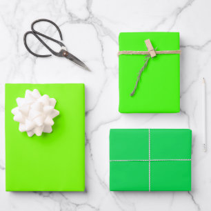Plain Chartreuse Harlequin Green Shades 3 Tones Wrapping Paper Sheet