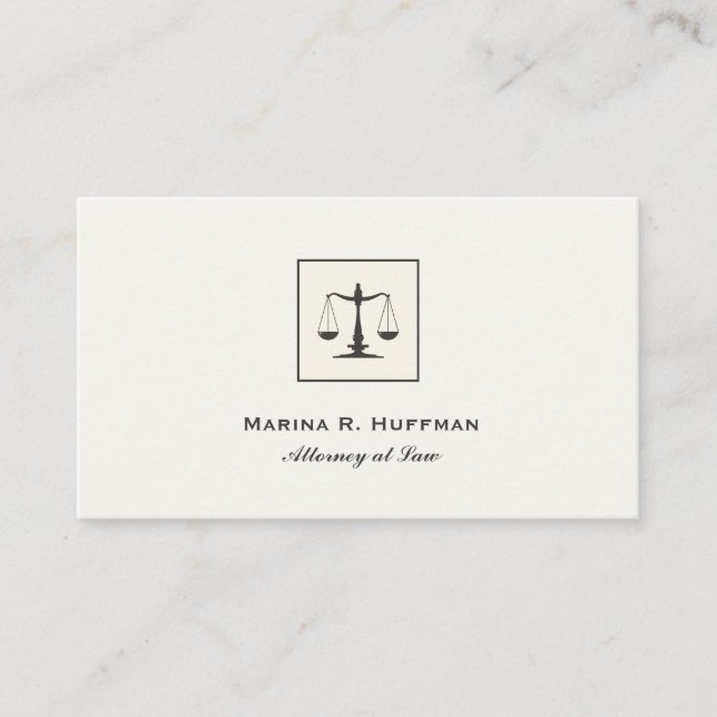Plain chic Attorney  Justice Scale Professional Business Card (Front)