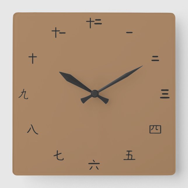 Plain Chinese Numbers Square Wall Clock (Front)