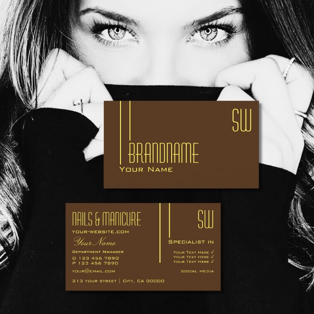 Plain Chocolate Brown with Initials Professional Business Card (Creator Uploaded)