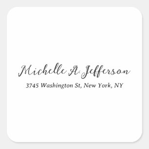 Plain Classical Handwriting Creative Trendy White Square Sticker